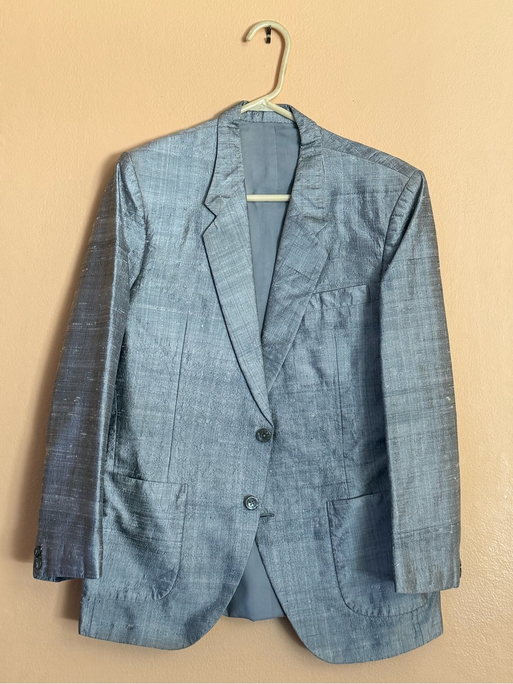 Men's Metallic Slate Gray Two-Button Blazer